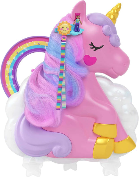 Mattel Polly Pocket Mini Rainbow Unicorn Salon Styling Head Set