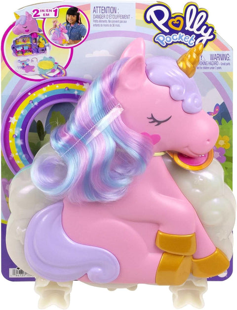 Mattel Polly Pocket Mini Rainbow Unicorn Salon Styling Head Set