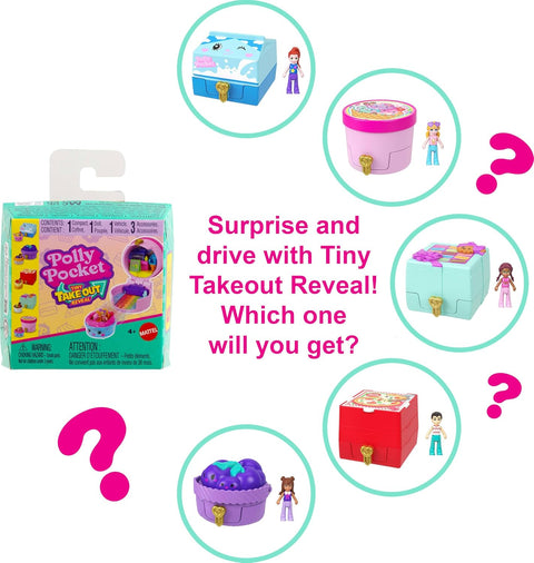 Mattel Polly Pocket Tiny Takeout Compacts Surprise Doll & Vehicle Set
