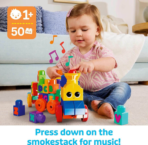  Mega Bloks First Builders Toddler Building Blocks Toy Set, ABC Musical Train 