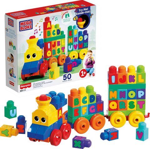  Mega Bloks First Builders Toddler Building Blocks Toy Set, ABC Musical Train 