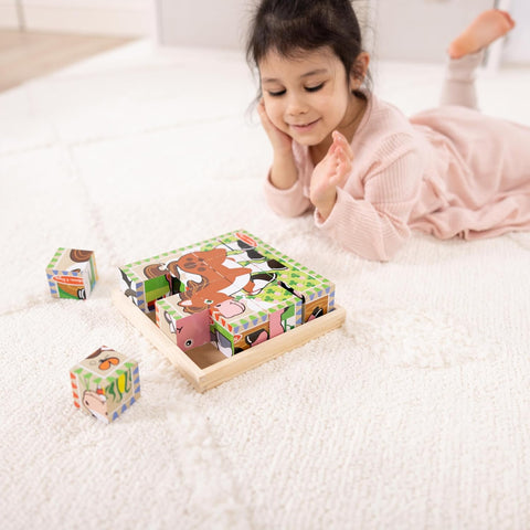 Melissa & Doug 6-in-1 Wooden Cube Puzzle 16 pieces - Farm
