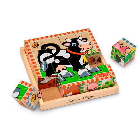Melissa & Doug 6-in-1 Wooden Cube Puzzle 16 pieces - Farm