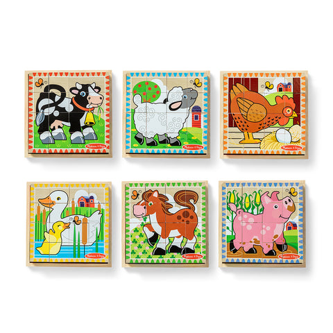 Melissa & Doug 6-in-1 Wooden Cube Puzzle 16 pieces - Farm