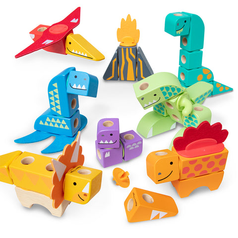 Melissa & Doug Blockables Dinosaur Wooden 69-Piece Play Set