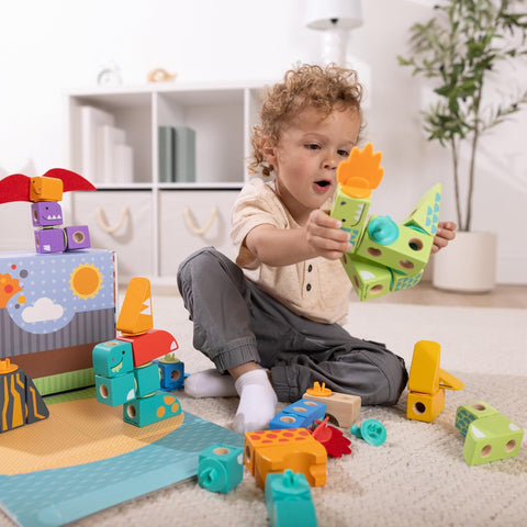 Melissa & Doug Blockables Dinosaur Wooden 69-Piece Play Set
