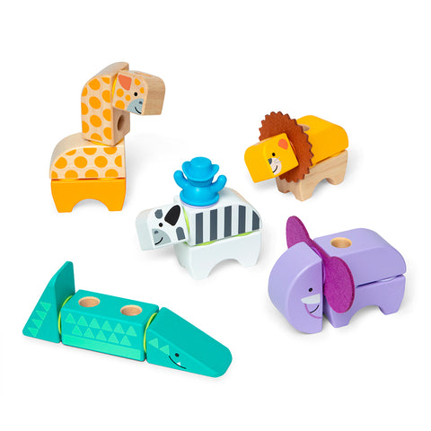 Melissa & Doug Blockables Safari Wooden 34-Piece Play Set