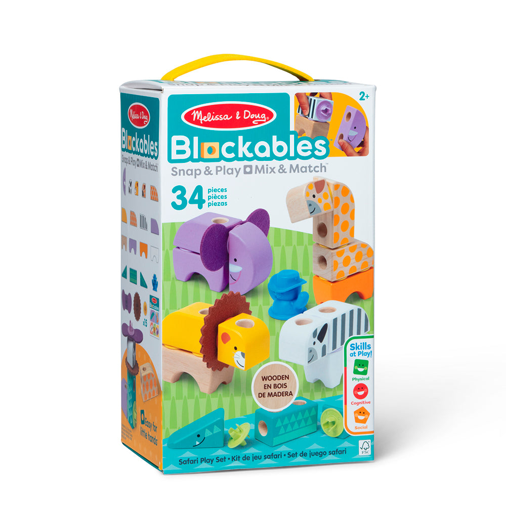 Melissa & Doug Blockables Safari Wooden 34-Piece Play Set