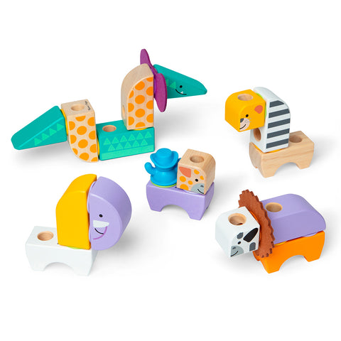 Melissa & Doug Blockables Safari Wooden 34-Piece Play Set