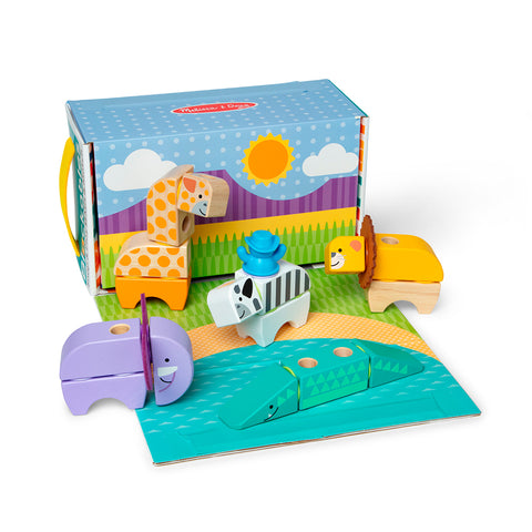 Melissa & Doug Blockables Safari Wooden 34-Piece Play Set