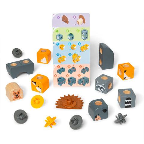 Melissa & Doug Blockables Woodland Friends Wooden 16-Piece Play Set