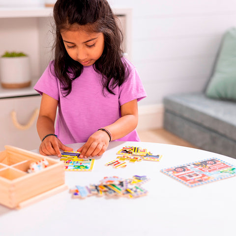 Melissa & Doug Wooden Jigsaw Puzzles in a Box - Vehicles 4x12 Pieces