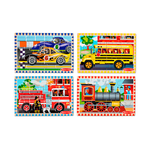 Melissa & Doug Wooden Jigsaw Puzzles in a Box - Vehicles 4x12 Pieces