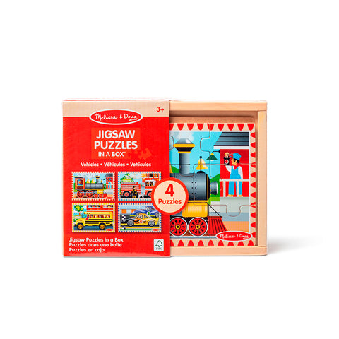 Melissa & Doug Wooden Jigsaw Puzzles in a Box - Vehicles 4x12 Pieces
