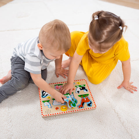Melissa & Doug Wooden Sound Puzzle 8-Piece - Farm Animals
