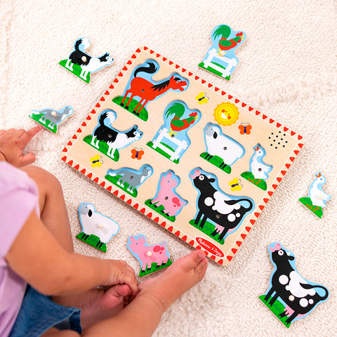 Melissa & Doug Wooden Sound Puzzle 8-Piece - Farm Animals