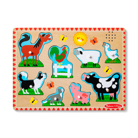 Melissa & Doug Wooden Sound Puzzle 8-Piece - Farm Animals