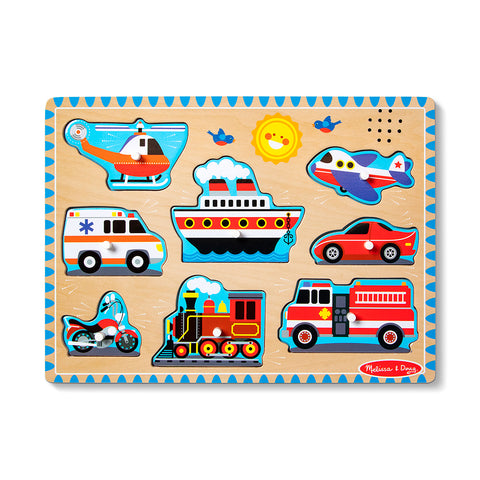 Melissa & Doug Wooden Sound Puzzle 8-Piece - Vehicles