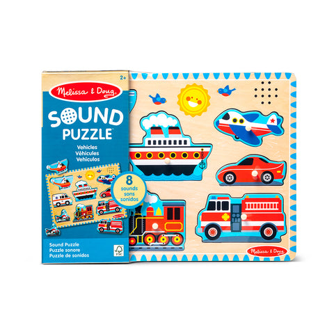 Melissa & Doug Wooden Sound Puzzle 8-Piece - Vehicles