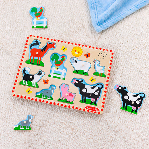 Melissa & Doug Wooden Sound Puzzle 8-Piece - Farm Animals