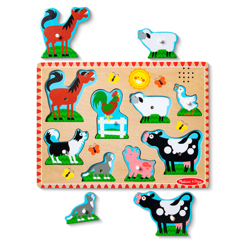 Melissa & Doug Wooden Sound Puzzle 8-Piece - Farm Animals