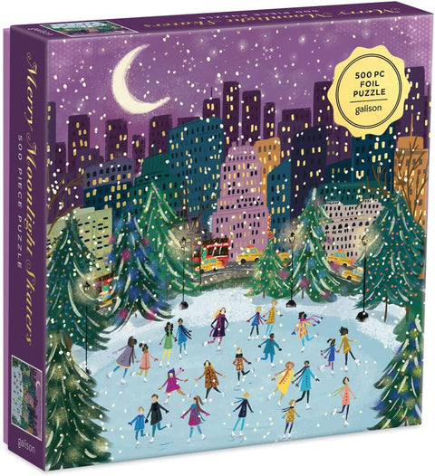 Merry Moonlight Skaters 500 Piece Foil Puzzle