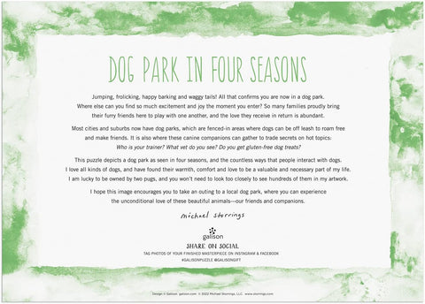 Michael Storrings Dog Park in Four Seasons 1000 Piece Puzzle