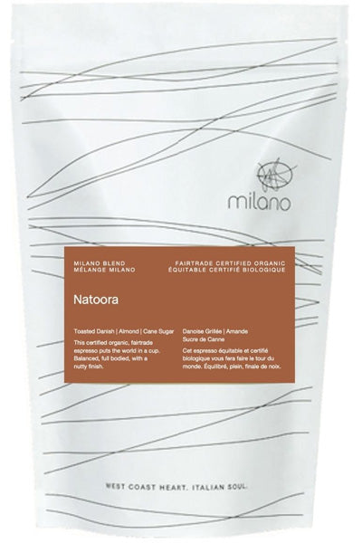 Expires January 2026 Clearance Milano Coffee Organic Whole Bean Natoora Espresso 340g