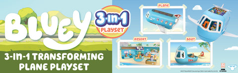 Moose Toys Bluey Holiday Getaway 3-in-1 Transforming Plane Playset