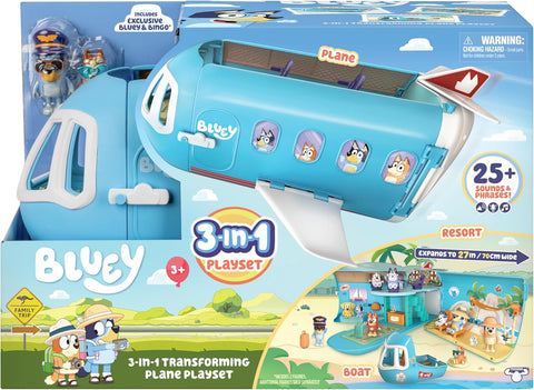 Moose Toys Bluey Holiday Getaway 3-in-1 Transforming Plane Playset