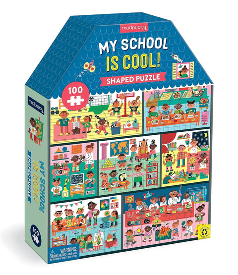 Mudpuppy My School is Cool 100 Piece Puzzle House-Shaped Puzzle Side Box