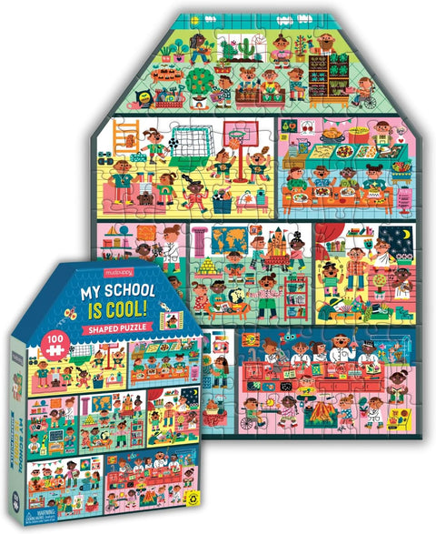 Mudpuppy My School is Cool 100 Piece Puzzle House-Shaped Puzzle Box and Puzzle