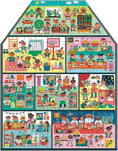 Mudpuppy My School is Cool 100 Piece Puzzle House-Shaped Puzzle Inside