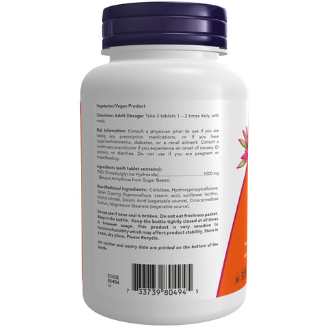 NOW TMG (Trimethylglycine) 1000mg 100 Tab - Yeswellness.com