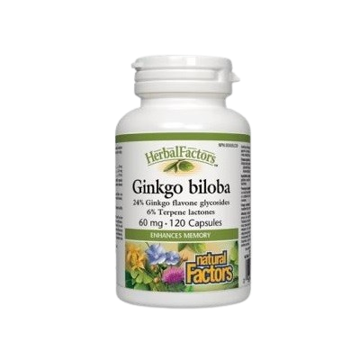 Expires July 2024 Clearance Natural Factors HerbalFactors Ginkgo BilobaCapsules 60mg - 120 Capsules - YesWellness.com