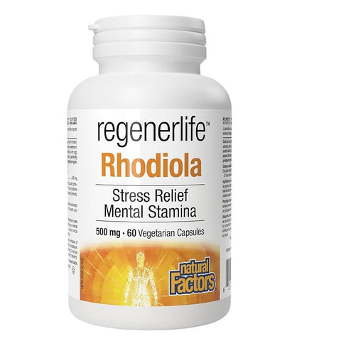 Natural Factors Regenerlife Rhodiola 500mg 60 Veg Capsules - YesWellness.com