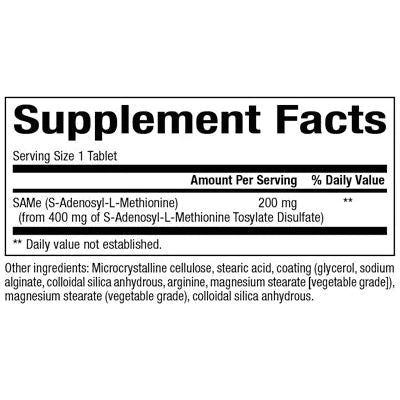 Natural Factors SAMe IsoActive 200mg Enteric Coated 30 Tablets facts
