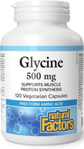 Natural Factors Glycine 500mg 120 Vegetarian Capsules