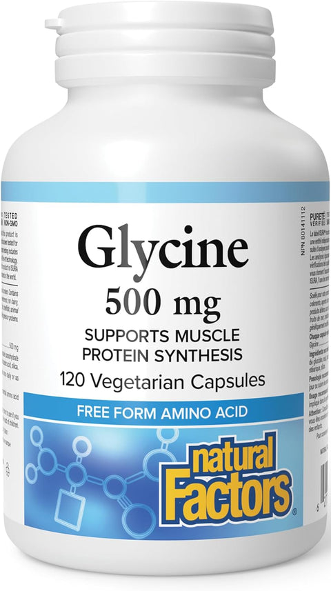 Natural Factors Glycine 500mg 120 Vegetarian Capsules