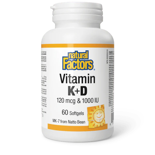 Natural Factors Vitamin K & D 120mcg & 1000IU Softgels