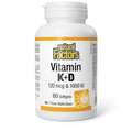 Natural Factors Vitamin K & D 120mcg & 1000IU Softgels (Various Sizes)