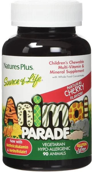 Expires June 2024 Clearance Nature's Plus Animal Parade Children's Chewable Multi 90 Tablets Cherry - YesWellness.com