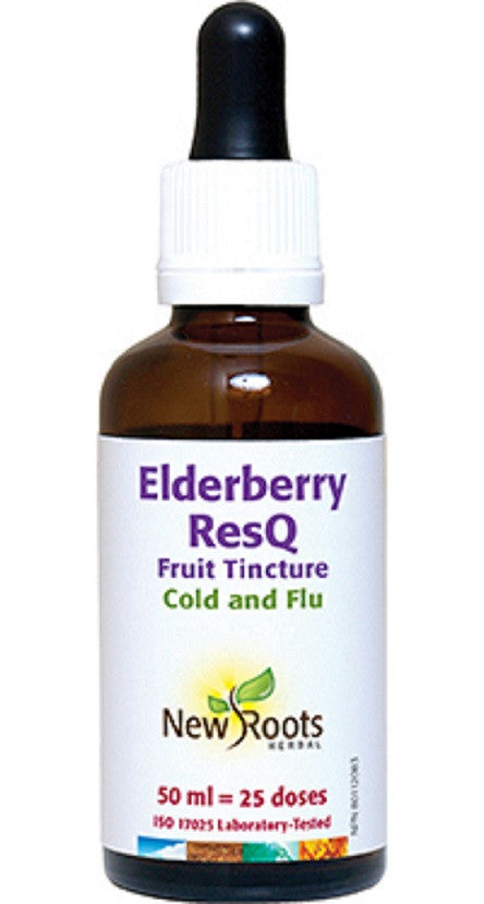 Expires April 2024 Clearance New Roots Herbal Elderberry ResQ Fruit Tincture Cold and Flu 50 mL - YesWellness.com