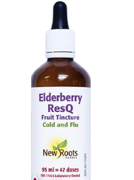 Expires April 2024 Clearance New Roots Herbal Elderberry ResQ Fruit Tincture Cold and Flu 95mL - YesWellness.com