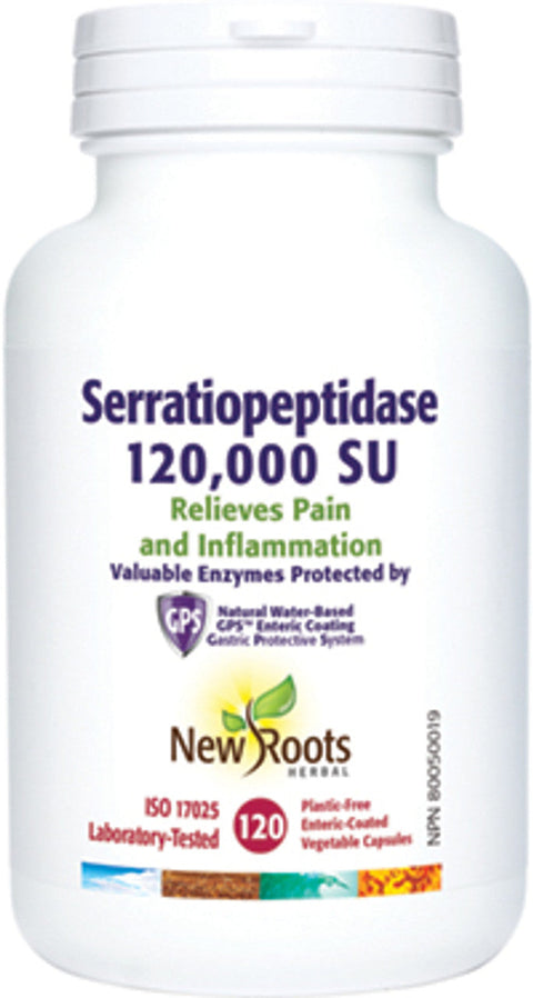 Expires April 2026 Clearance New Roots Herbal Serratiopeptidase 120,000SU 120 Vegetable Capsules