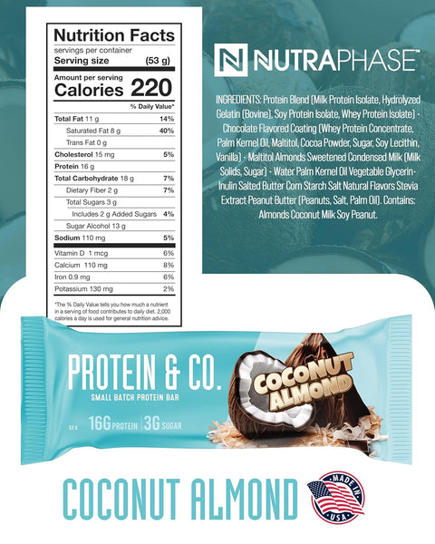 NutraPhase Protein & Co Protein Bars Coconut Almond 12 x 53g