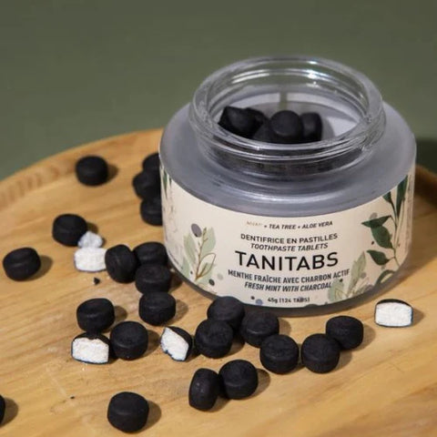 TANIT Toothpaste Fresh Mint with Charcoal Glass Jar 45gx124 Tablets