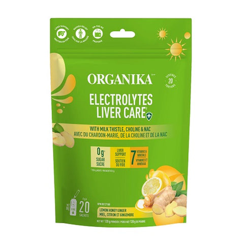 Organika Electrolytes Liver Care with Milk Thistle, Choline and NAC 3.5g x 20 Sachets - YesWellness.com
