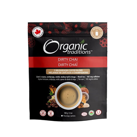 Organic Traditions Dirty Chai 5 Mushroom Coffee Blend 100g