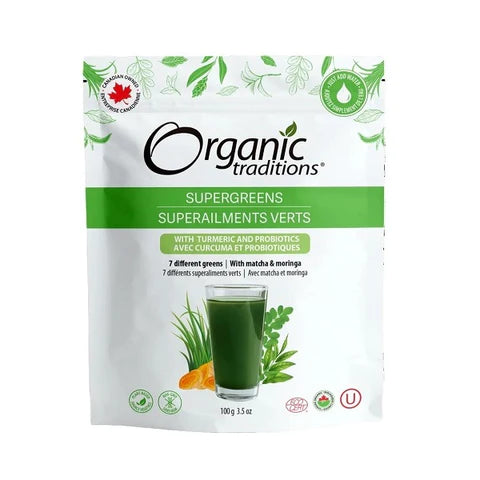 Organic Traditions Probiotic Supergreens with Turmeric 100g